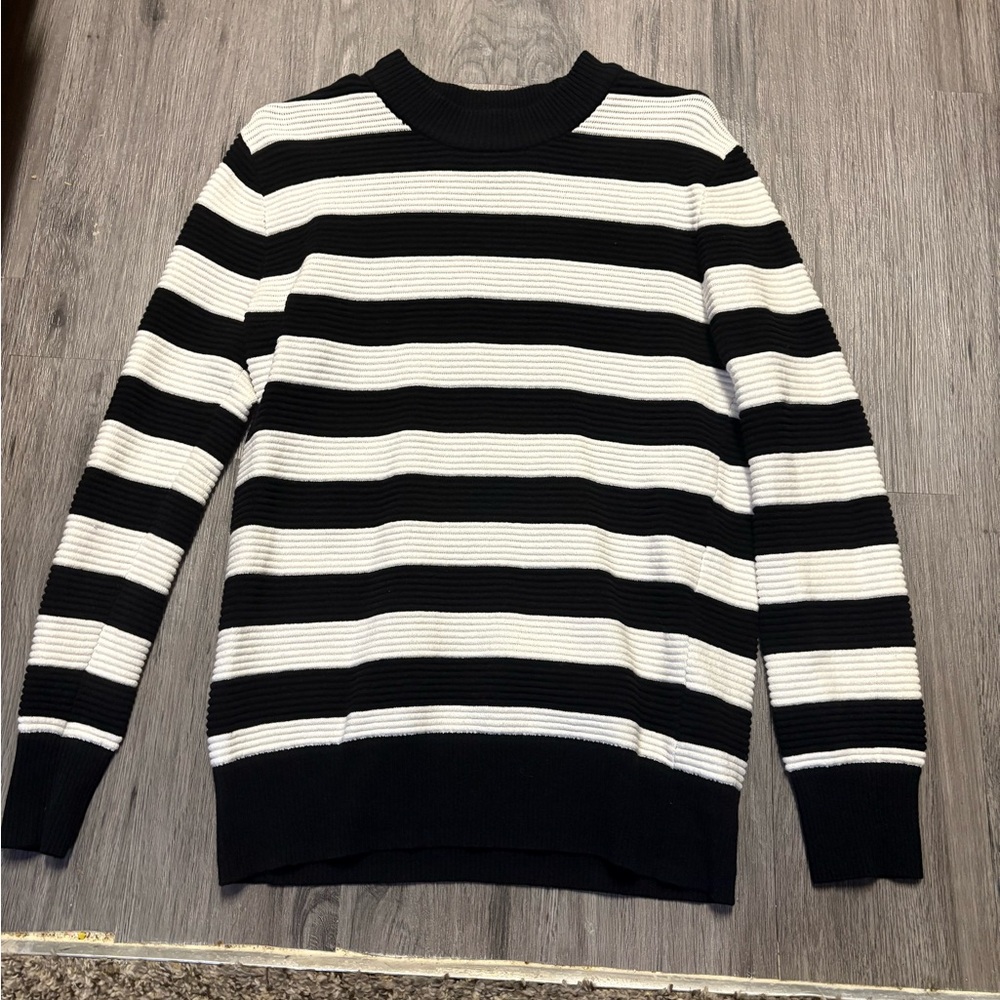 Black and White Striped Men's Sweater